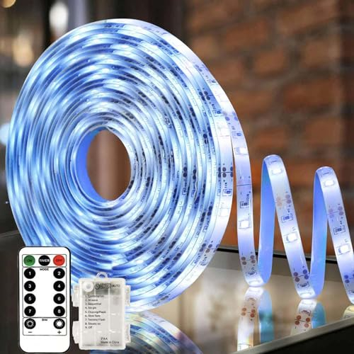 YeahBoom Striscia LED 3M,Luci LED con 8 Modalità,Autoadesiva Striscia LED con Timer Telecomando,Alimentata a Batteria,per Decorare Bar,Festa,Cucina Casa,Gaming Room