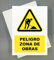 Cartel Peligro Obras 18x25 cm Pack 2 ud Señal de Seguridad Industrial y EPI (Zona de obras)