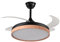 Milectric Ventilador de techo con luz LED | motor DC | 4 aspas retráctiles | luz regulable y 3 tonalidades | 6 velocidades | control remoto | temporizador | silencioso | bajo consumo (Negro/Haya)