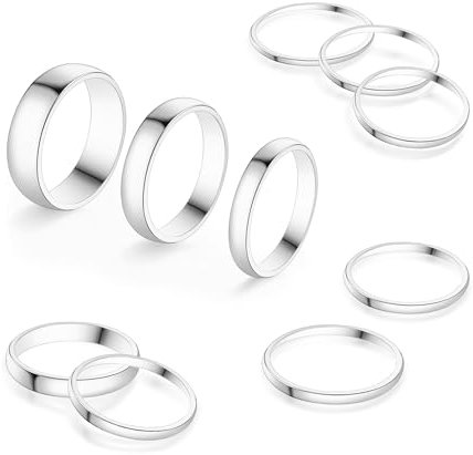 ALEXCRAFT 10 Stück Ringe Edelstahl Damen Silber Sivler Rings Set Schmuck Ringe Damen für Frauen Freundin Mama