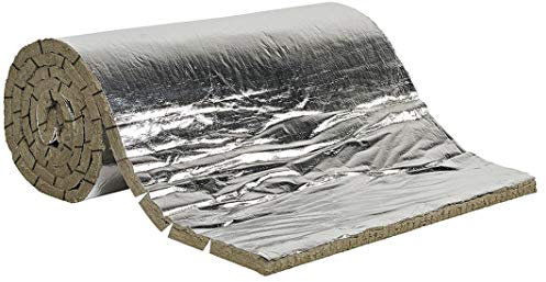FUTURAZeta - Feltro di Lana di Roccia Rivestito in Alluminio, Isolamento Alte Temperature, Materassino Ignifugo per Canna Fumaria, Forno, Caminetto, 1 Metro, Spessore 25 mm