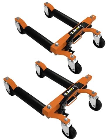 Set de 2 Patines de Posicionamiento Vehículos y Equipos | Elevación h/ 30.5cm | Soporta Neumáticos de h/ 10 | Capac. de 680 kg c/u | Permite giro 360° | Ideal Reparación de Autos Movimiento de Equipo