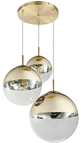 GLOBO Glas Kugel Hänge Lampe gold Fernbedienung Decken Leuchte dimmbar im Set inkl. RGB LED Leuchtmittel