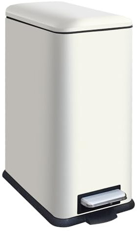 JM ·YIPENG Poubelle de cuisine - 30 l - Rectangulaire - Avec couvercle - En acier inoxydable - Avec seau intérieur - Pour cuisine, salle de bain, chambre à coucher, bureau - Blanc
