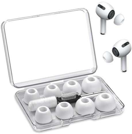 Momowin 4 Paar Airpods Pro/Airpods Pro 2 Silikon-Kopfhörer mit Geräuschunterdrückung, mit tragbarem Aufbewahrungsetui, inkl. Reinigungsbürste, Vier Paar Kopfhörer (XS/S/M/L)
