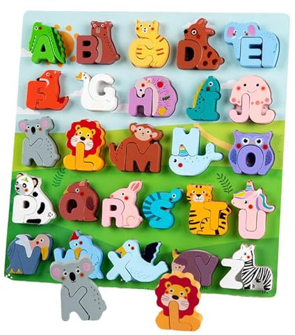 Animal Letter Matching Game | Letter Animals Puzzles - Alphabet Animal Puzzle, Letter Recognition Puzzle, Matching Wood Puzzle Game, Wooden Alphabet Jigsaw Puzzle for Kids, Boys, Girls