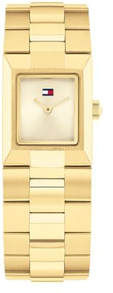 Tommy Hilfiger Damen-Quarzuhr mit Rechteckigem Gehäuse und Edelstahlarmband