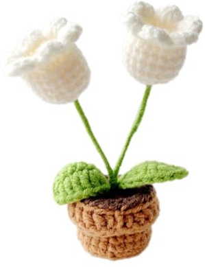 Huudngeje Blumen im Topf, Gehäkelte Künstliche Pflanzen, Fertig Gewebt, Geschenk, Tischdekoration, 1 Stück H