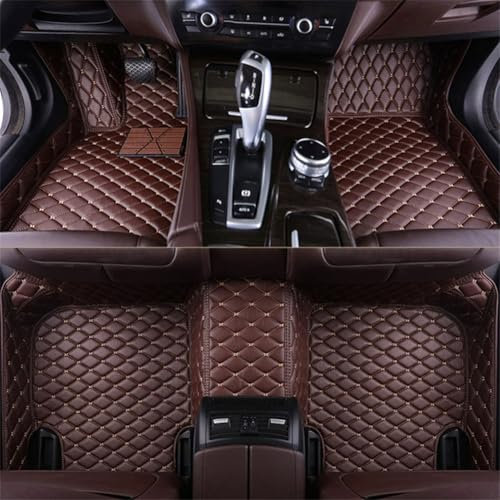Auto Tappetini su Misura in Pelle per Fiat Tipo 2017-2021(LHD), Antiscivolo Tappetino Tappeto in Pelle Interni Fodera Moquette Protezione Accessori,E/Coffee