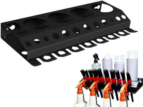 Spray Bottle Storage Rack, Wall Mount Auto Detailing Bottle Holder, 16.14x6.69in Cleaning Tools Hanger, Car Beauty Shop Accessory, Wash Accessories Display for Garage Organization