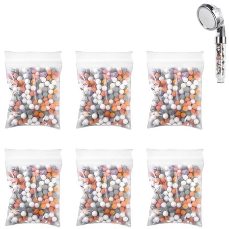 6 Packs Negative Ion Mineral Balls Replacement for Hard Water Filtration, Bio-Active Stone Shower Head Beads Refill Removes Chlorine Bacteria Rust Impurities, Improves Water Quality for Shower Heads