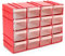 Acan Tradineur - Clasificador apilable Modular HG, plástico, 16 Compartimentos, Almacenamiento de Herramientas, Tornillos y Accesorios, Fabricado en España (Rojo - 15 x 22 x 8 cm)