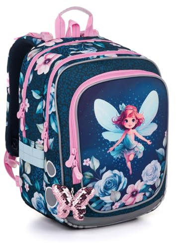 TOPGAL Schulrucksack für Mädchen ab 1. Klasse, ergonomisch & leicht, wasserabweisend, mit reflektierenden Elementen, 21 L Schulranzen mit Brustgurt & Rückenpolsterung (Waldfee)