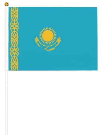 Bandiera del Kazakistan su entrambi i lati, 14 x 20,8 cm, per feste, eventi sportivi e tifosi
