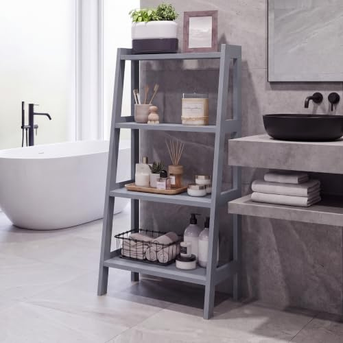 Bath Vida 4 Tier Shelving Unit, Grey, FSC 100%, H 90 x W 45 x D 30 cm