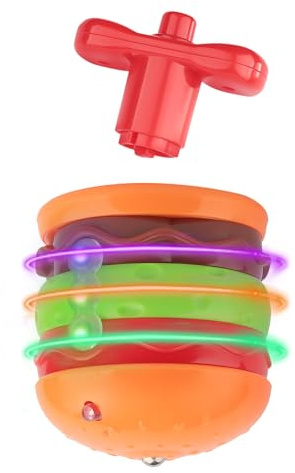 Hamburger-förmiger Elektrischer Kreisel für Kinder – Interaktives Musikspielzeug mit Brummkreisel-Effekt und Lichteffekten, lustiges Geschenk für Jungen und Mädchen, Hamburger Rotierender Würfel