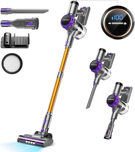 Aspirapolvere Senza Fili 40KPa, Aspirapolvere Senza Fili Mantiene casa, Autonomia 55 Minuti, Batteria Rimovibile, Aspirapolvere spazzola elettrica per Moquette/Peli di Animali Domestici/Pavimenti
