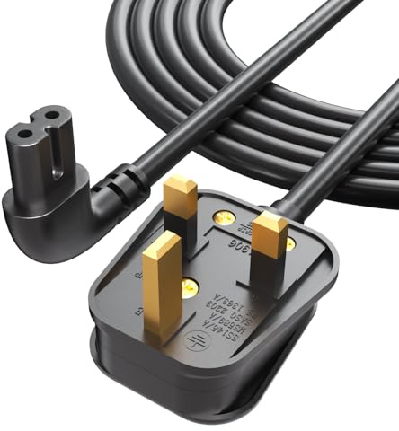 TV Cable C7 5M – Fit for Samsung, LG, Sony, Panasonic, Hisense, Sharp TV | Figure 8 90 Degree Right Angle Power Cable, Space-Saving Design