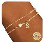 Maynor Gold Bracelet for Women 18K Gold Plated Initial Bracelet with 5A Cubic Zirconia Charm A–Z Monogram,Name Letter Jewellery Birthday Gift for Women Girls Wife Mom