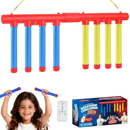 Vibbang Fallende Stöcke Spiel, Reaktionstraining Spielzeug mit Fernbedienung, Reaktionsspiele Kinder mit 3 Geschwindigkeit, Reaktionsspiel, Catching Sticks Game, Reaktionstrainer für Geburtstag Party