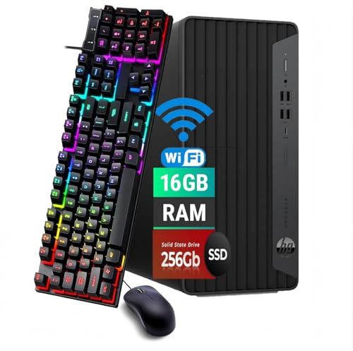 HP ProDesk 600 G6 Mini Tower PC Desktop, Intel Core i5-10500 3.1GHz, 16 GB RAM, SSD 256 GB, HDMI, tastiera QWERTY americana, mouse, USB WiFi, Windows 11 Pro (ricondizionato)