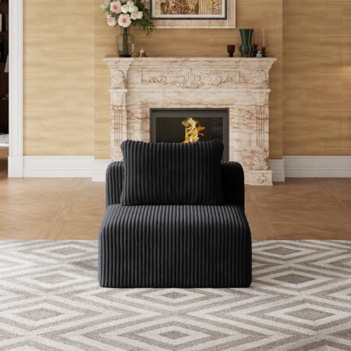 Novilla Modulares Sofa Armloser Sessel, Ecksofa Cord für Wohnzimmer | Boneless Couch mit Federn Smarts Coil®-Unterstützung Keine Montage erforderlich