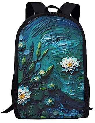 THKVSV Vincent Oil Painting School Backpack for Boys Girls,Lightweight Bookbag School Bag Computer Bag Travel Daypack,Vincent the Starry Night