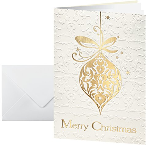 SIGEL DS049 Premium Weihnachtskarten Set mit Umschlag | DIN A6 | 10 Stück | mit Gold-/Blindprägung Golden Fantasy | ideal zum Bedrucken