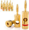 deleyCON 10x Banana Plug 24K Gold Plated and Screwable for Cable Boxes Amplifiers AV-Receiver Power Amplifiers HiFi Stereo Systems