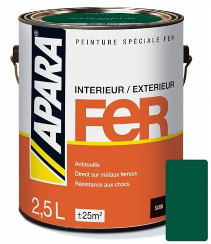 APARA Peinture Fer Satin 2.5 litres Vert jardin (RAL 6005)