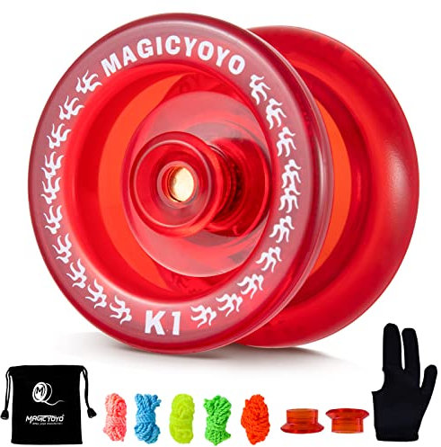 YOSTAR Yoyo K1 Plus, Responsive YoYo für Kinder Anfänger, Professionelles Trick JoJo für Kinder, Kunststoff Yoyo mit 12 JoJo Saiten, Jo Jo Handschuh, JoJo Hülle, 2 Jo-Jo Hubstacks