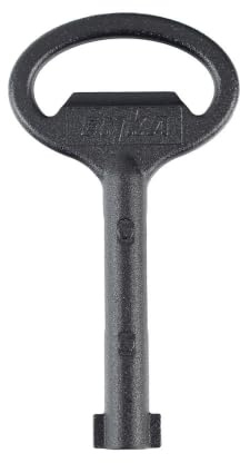 Dönges Schaltschrankschlüssel DIN 43668, Bohrung 5 MM, Doppelbart, schwarz (Gehäuseschlüssel Netzwerkschrankschlüssel), Material: Metall