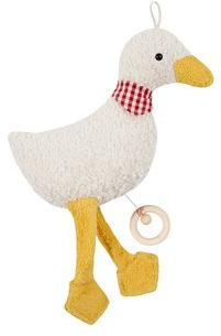 Efie Bio - Spieluhr Gans gelb, kontrolliert biologischer Anbau (organic), Made in Germany, recycelte Füllung, nachhaltig, Melodie (Weißt du wie viele Sternlein stehen)