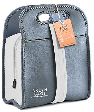 Neoprene Lunch Bag – Tiffin Bag – Eco Friendly Insulated Bento Bag With Zipper And Strap For Boys Girls Kids Teen & Adults. Lunch Tote, Lunch Box,Food Container for School or Work (White/Black)