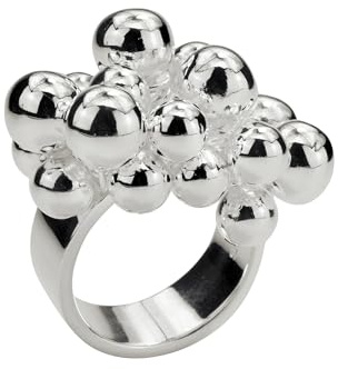 SILBERMOOS Damen Ring Designring mit beweglichen Kugeln Kugelring opulent extravagant 925 Sterling Silber, Größe:52