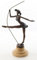 Casa Padrino Luxus Bronze Skulptur Ballerina Bronze/Beige 20,3 x 10,2 x H. 30 cm - Deko Bronzefigur mit Natursteinsockel