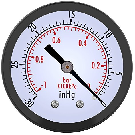 Jectse 50mm Mini Vakuum Manometer, Wasser, Öl, Luft Vakuum Manometer, 1/4 BSPT Gewinde, 0 ~ -30 inHg, 0 ~ -1bar