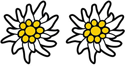 Premium Autoaufkleber Set 2X Alpen Edelweiss Aufkleber Auto Sticker Waschanlagenfest Witterungs- und UV-beständig
