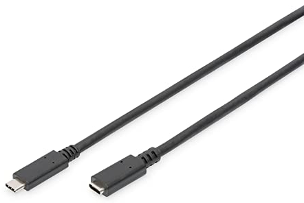 DIGITUS Cable de extensión USB 2.0 - 2,0 m - USB C (m) a USB C (f) - 480 Mbit/s - Cable Tipo-C - Negro