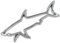 WOO LANDO - Adesivo 3D a forma di squalo in metallo, per auto e moto, resistente alle intemperie, effetto cromato (argento)