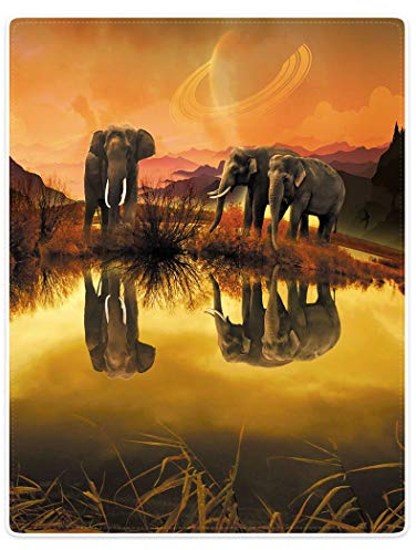 YISUMEI Kuscheldecke Gelbe Elefante Reflexion Decke Flauschige Weich Fleecedecke für Sofa Bett 150x200cm