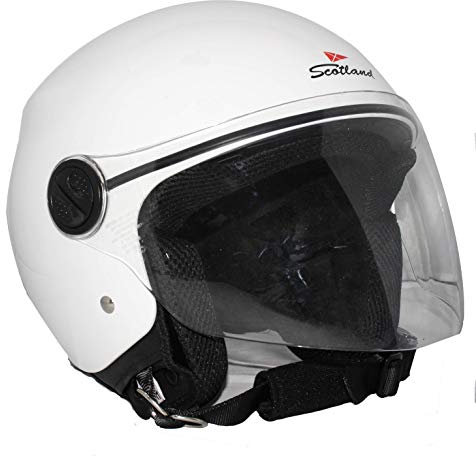 Scotland Motorcycle Dept 120013 NEW Restyling casco moto scooter visiera lunga, Bianco, L