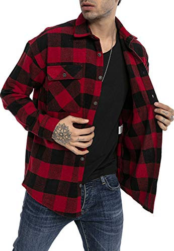 RED BRIDGE Chemise Casual pour Homme à Carreaux Shirt quadrillé Vintage Rouge-Noir S