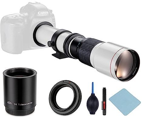 JINTU 500mm -1000mm f/8 Manuale Teleobiettivo Compatibile 4000D 3000D 2000D 1200D 1100D 1000D 1300D 1200D 1100D 100D 250D 9000D 800D 750D 700D 1300D 1500D 750D 650D 550D 500D 90D 60D