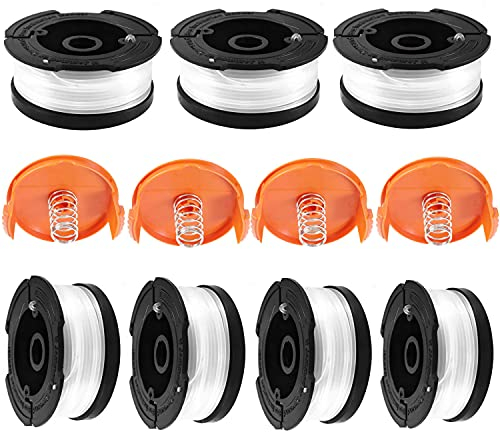 Bobine Fil Coupe Bordure pour Black et Decker Coupe-Bordures, Bobines A6481 A6485 Compatible avec Black et Decker Af-100, 7 Bobine de Fil Debroussailleuse avec 4 Couvercle de Bobine et 4 Ressort
