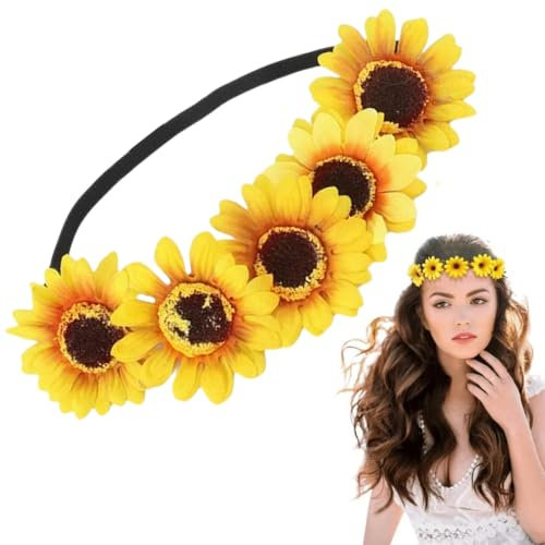 Sunflower Headband Sunflower Crown Sunflower Headpiece Women Headwrap Creative Stylish Hair Accessories for Women and Girls Performances Parties Weddings Festivals