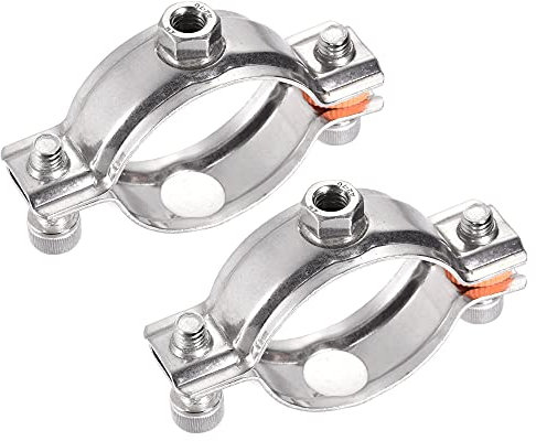 sourcing map Wall Ceiling Mount Pipe Supports, 304 Stainless Steel Adjustable Pipe Bracket Clamp for 48-51mm Pipe 2pcs