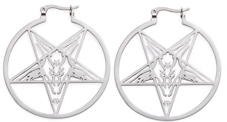 Große Pentagramm Ohrringe für Frauen Glauben Symbol Ohrschnallen Pentacle Schmuck Halloween Pagan Wiccan Cosplay Zubehör (Silberton-Stil 1)