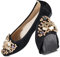 MACHSWON Womens Folding Pumps Roll up Wedding Dress Shoes Foldable Bling Ballet Flats with Beautiful Rhinestone Portable Ladies Slip On Loafers(Black, Size 4)