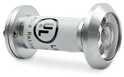 Bwintech 1 Pcs UL Listed Fire Proof Door viewer,Solid Brass 200 Degree,14mm Diameter 35-60mm Length, Matt Chrome Finishing,with viewer Cover